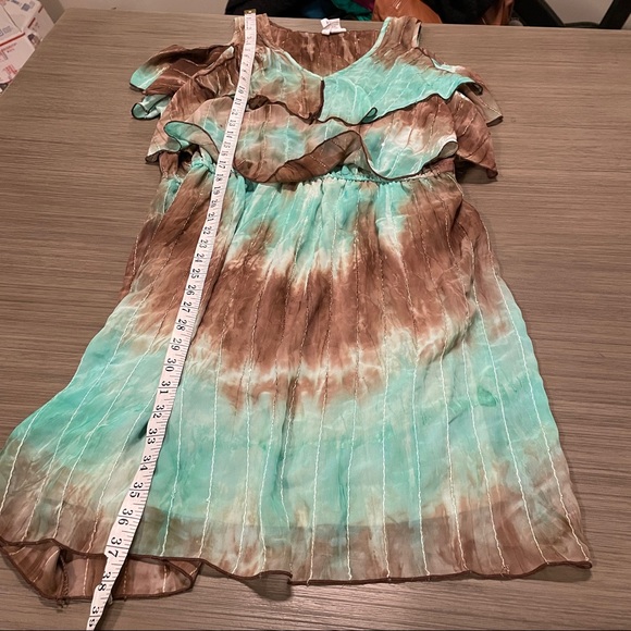 SOLD Sami & Jo Blue & Brown Cold Shoulder Dress - Picture 14 of 14